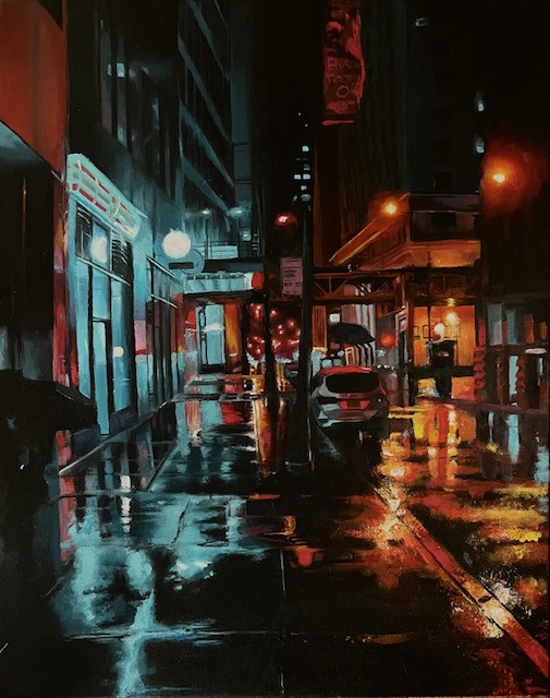 Nighttime streetscape