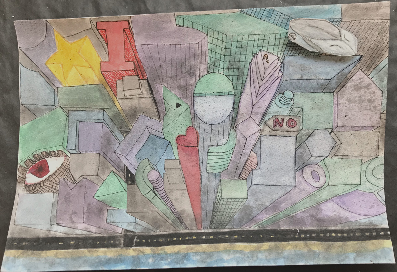 Painting of geometric shapes.