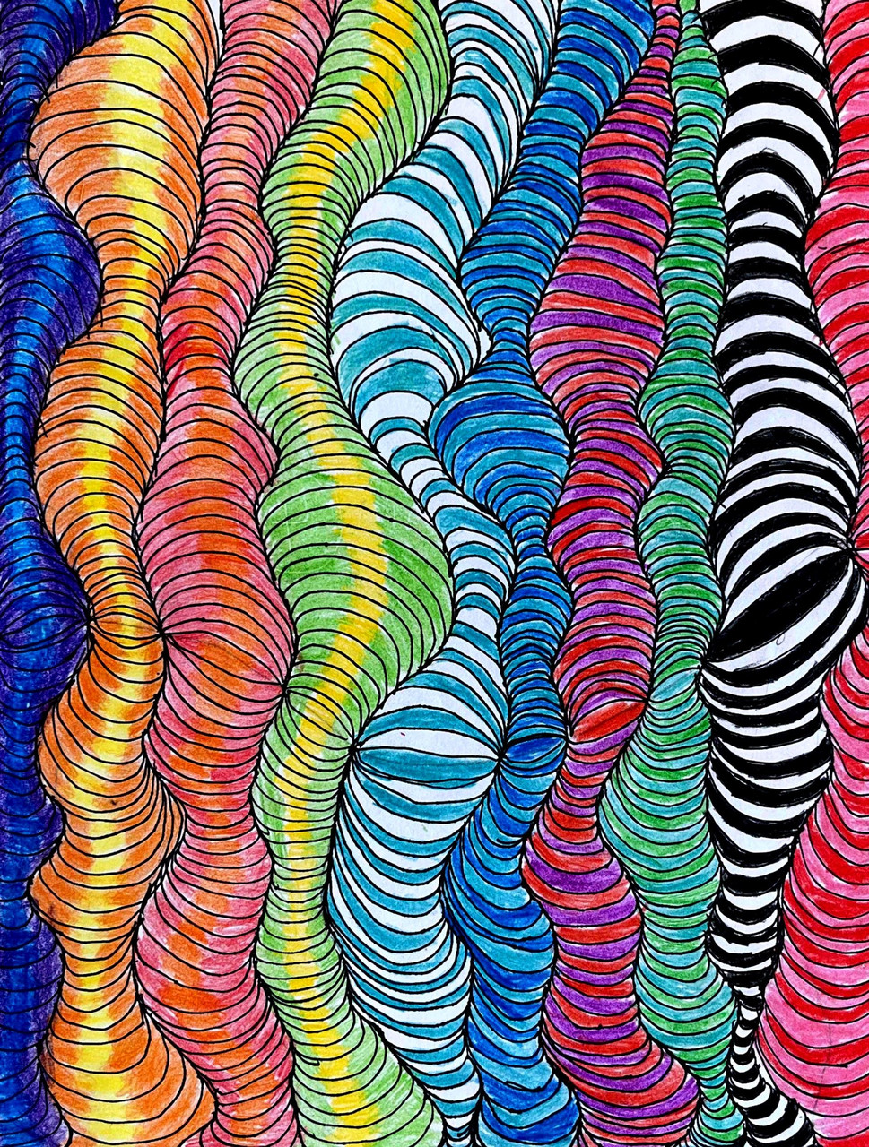 vertical wavy lines of different colors