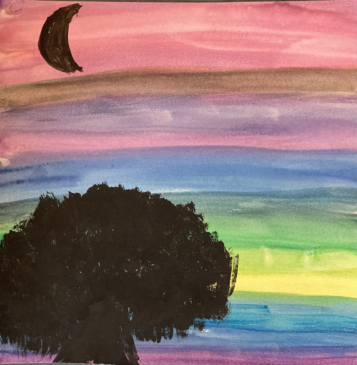 Silhouette on a colorful background sky.