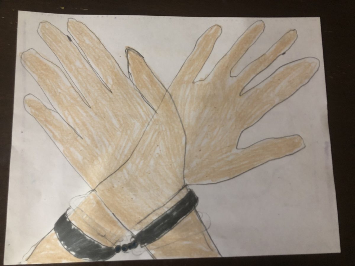 Drawing of two hands.