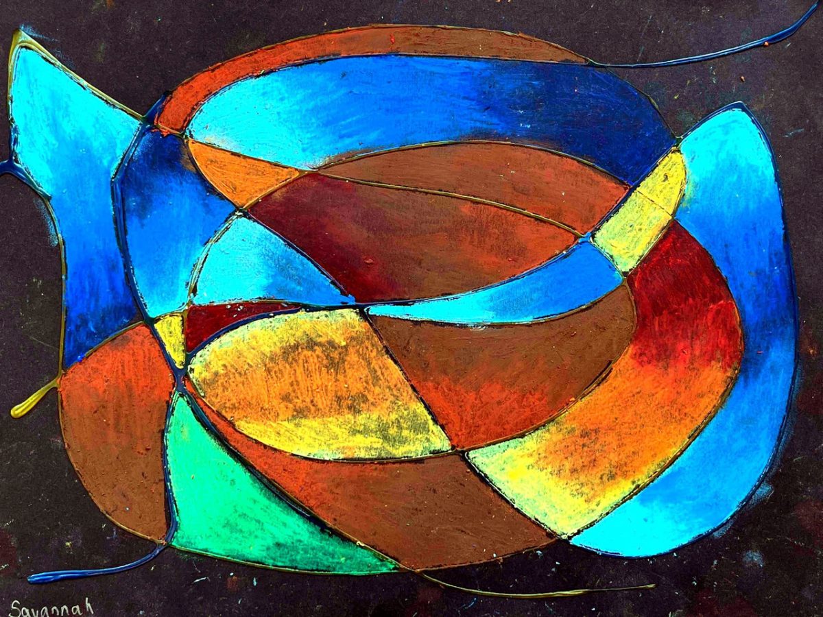 Abstract colorful shapes on black background