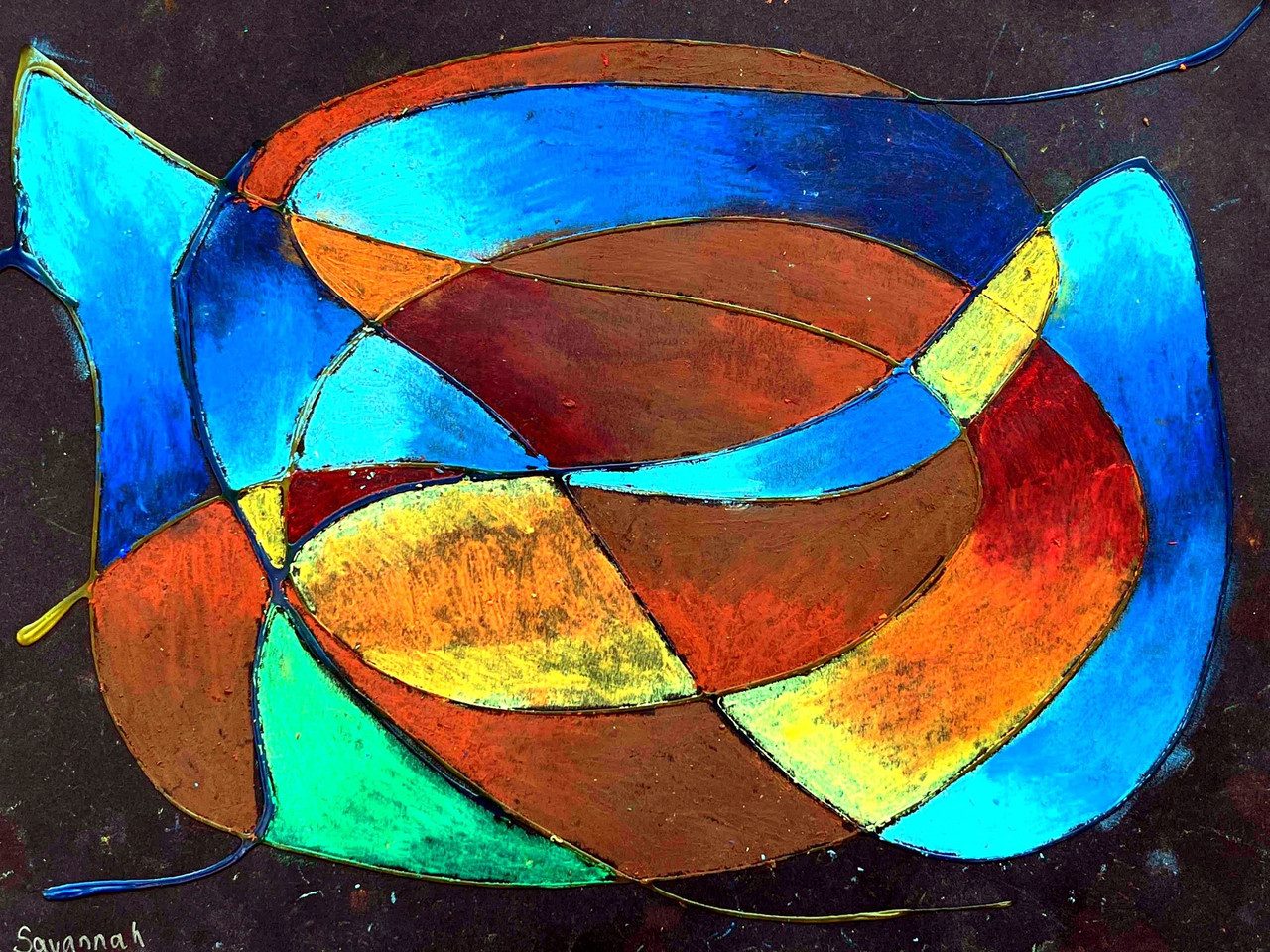 Abstract colorful shapes on black background