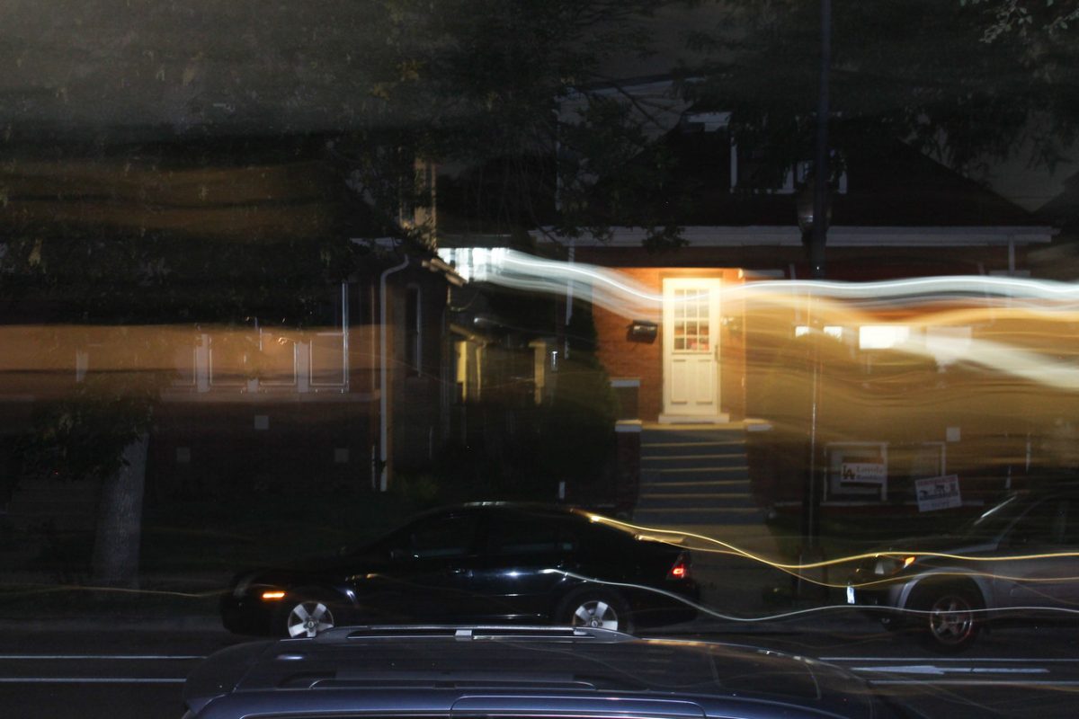 Photo of lights on a neighborhood street.