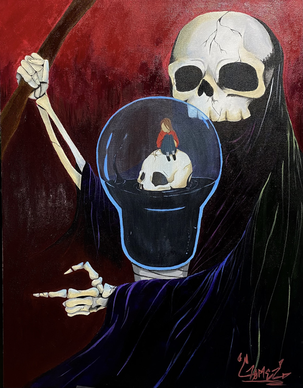 Painting of a skull.