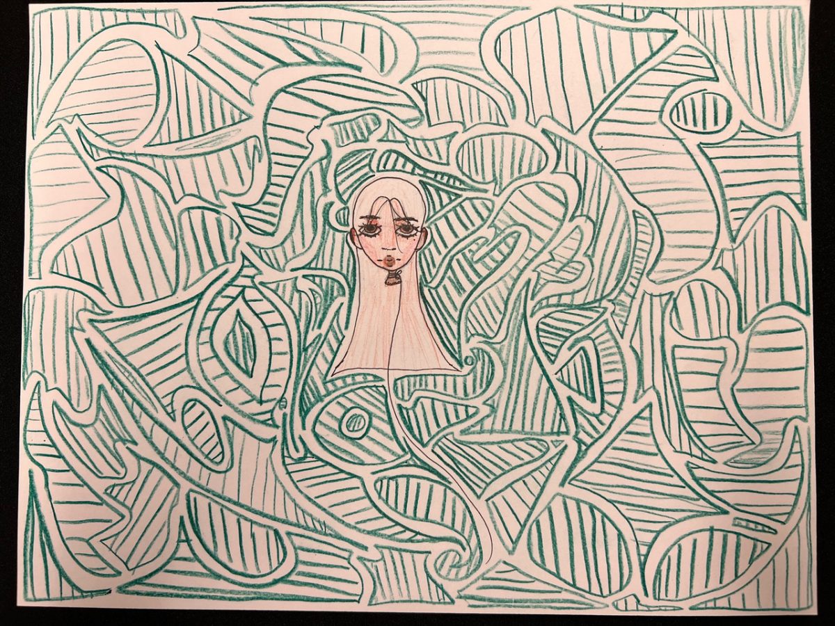 person surrounded by green lines