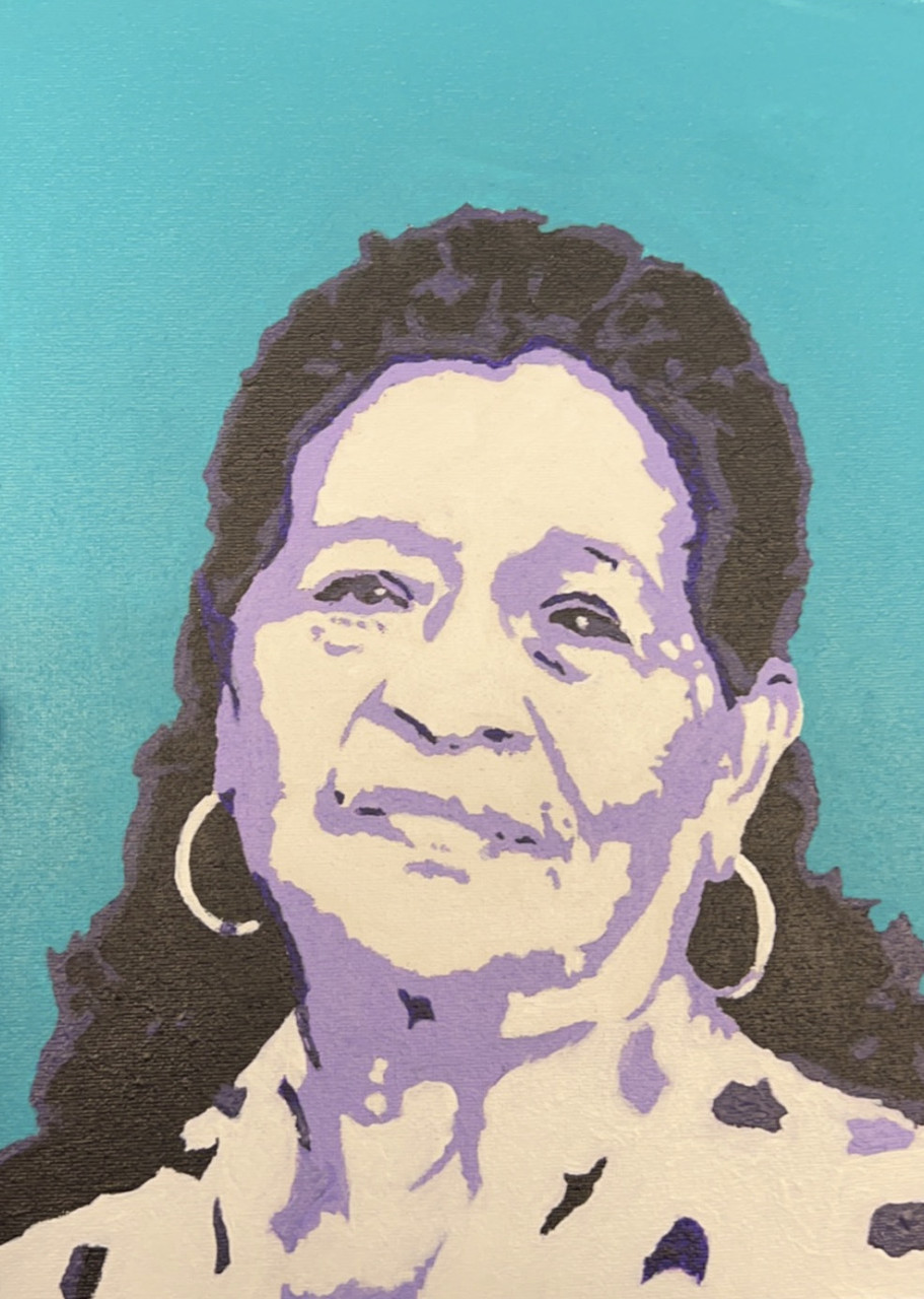 Pop art portrait of an older woman.