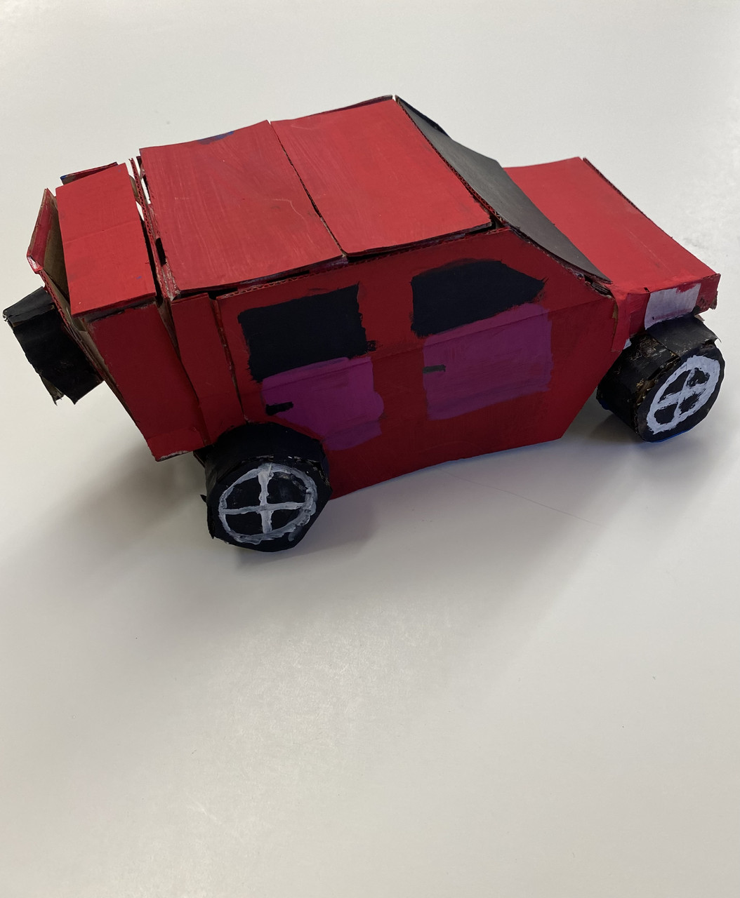 3D red Jeep from above.