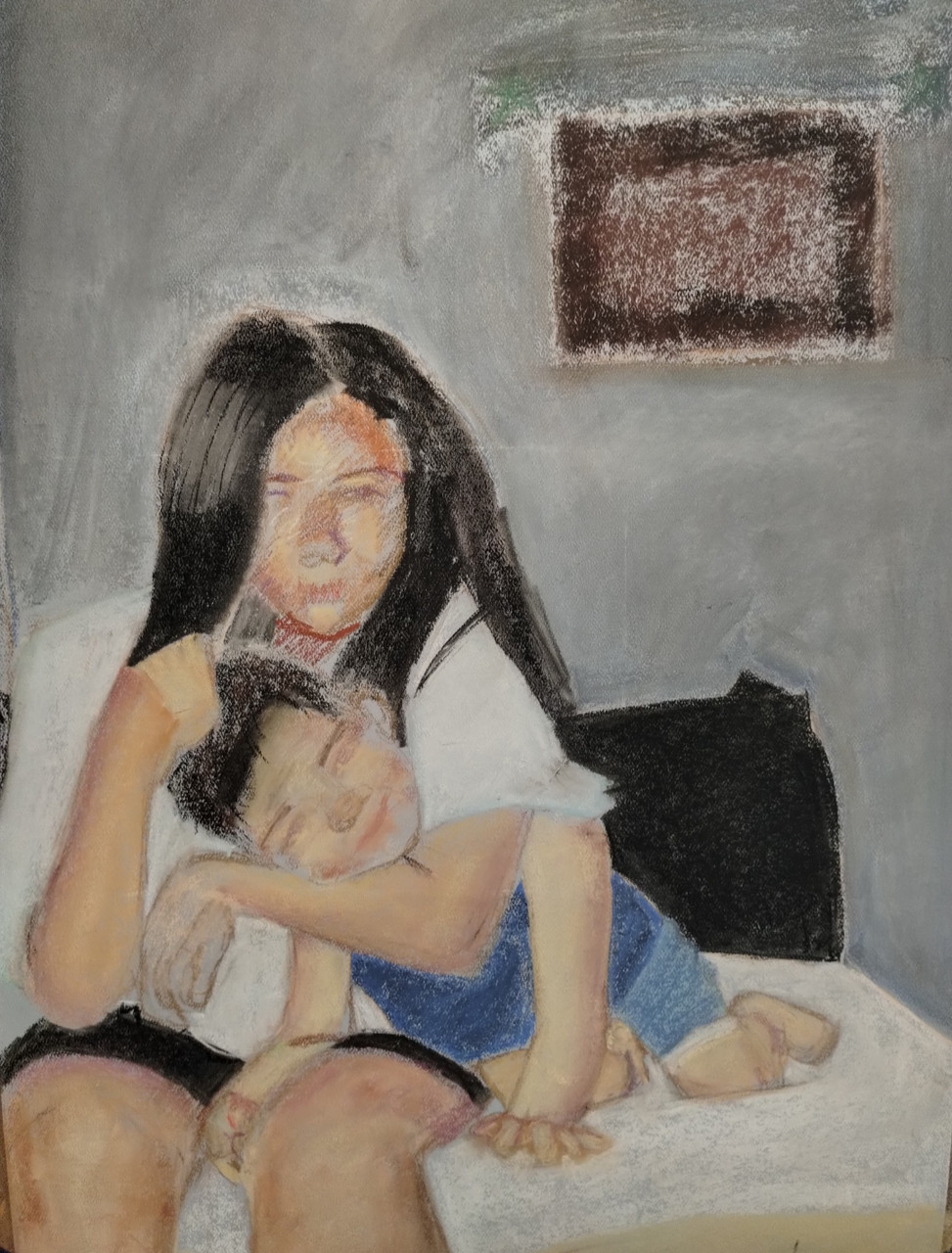 Drawing of two subjects playing around.