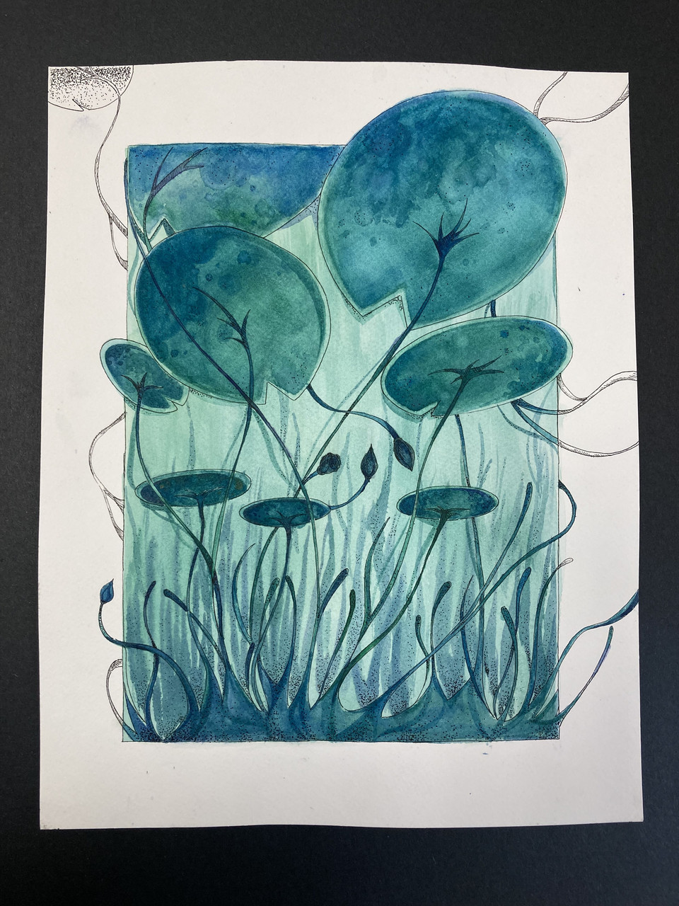 Painting of underwater plants.