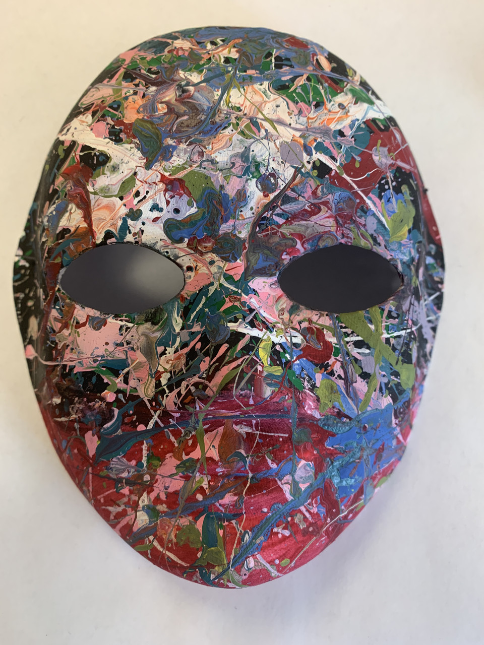 Mask with splatter paint.