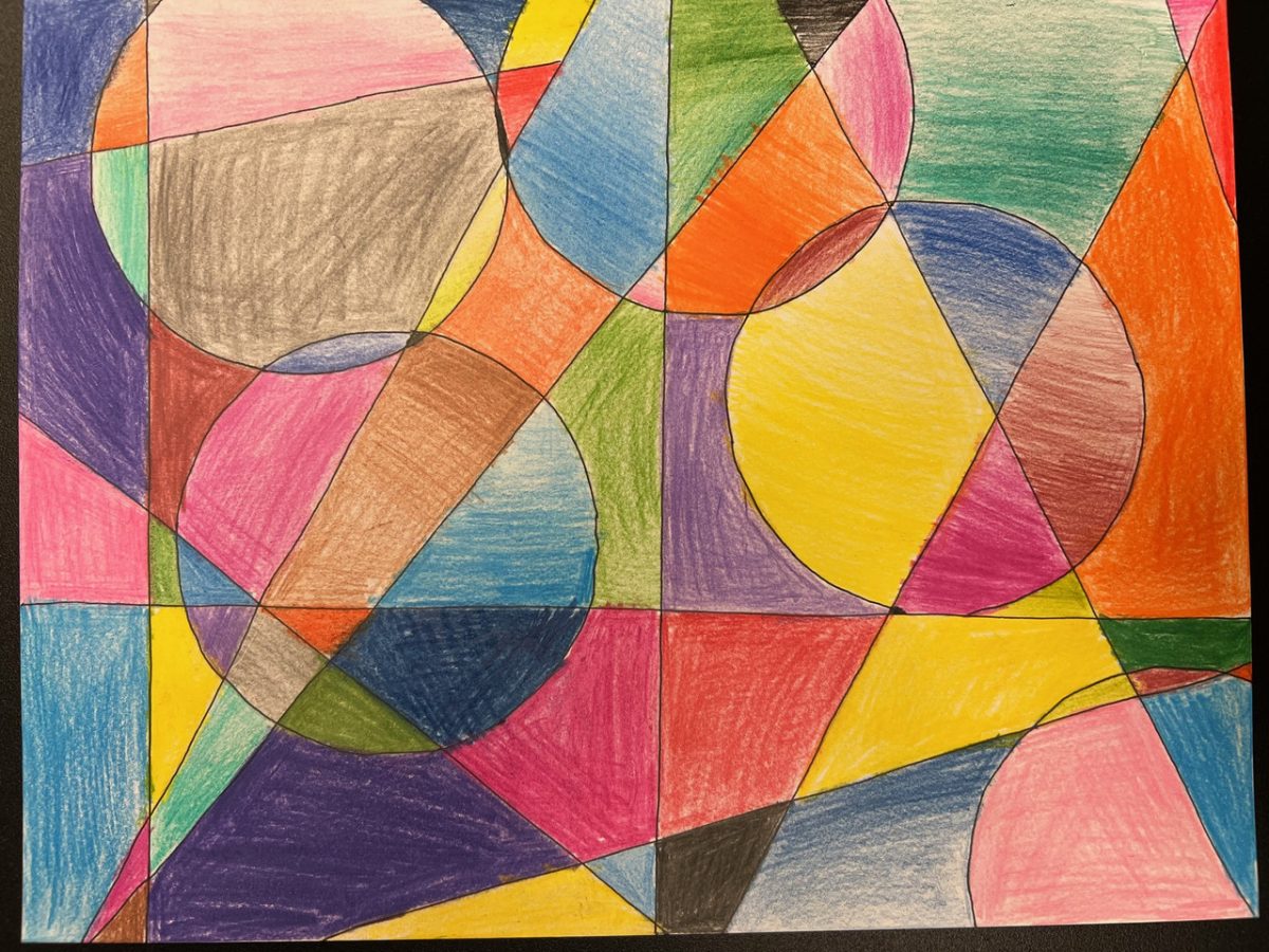 Circles, triangles, and squares in multiple colors