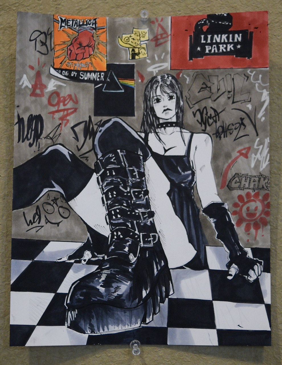 Illustration of a goth girl.