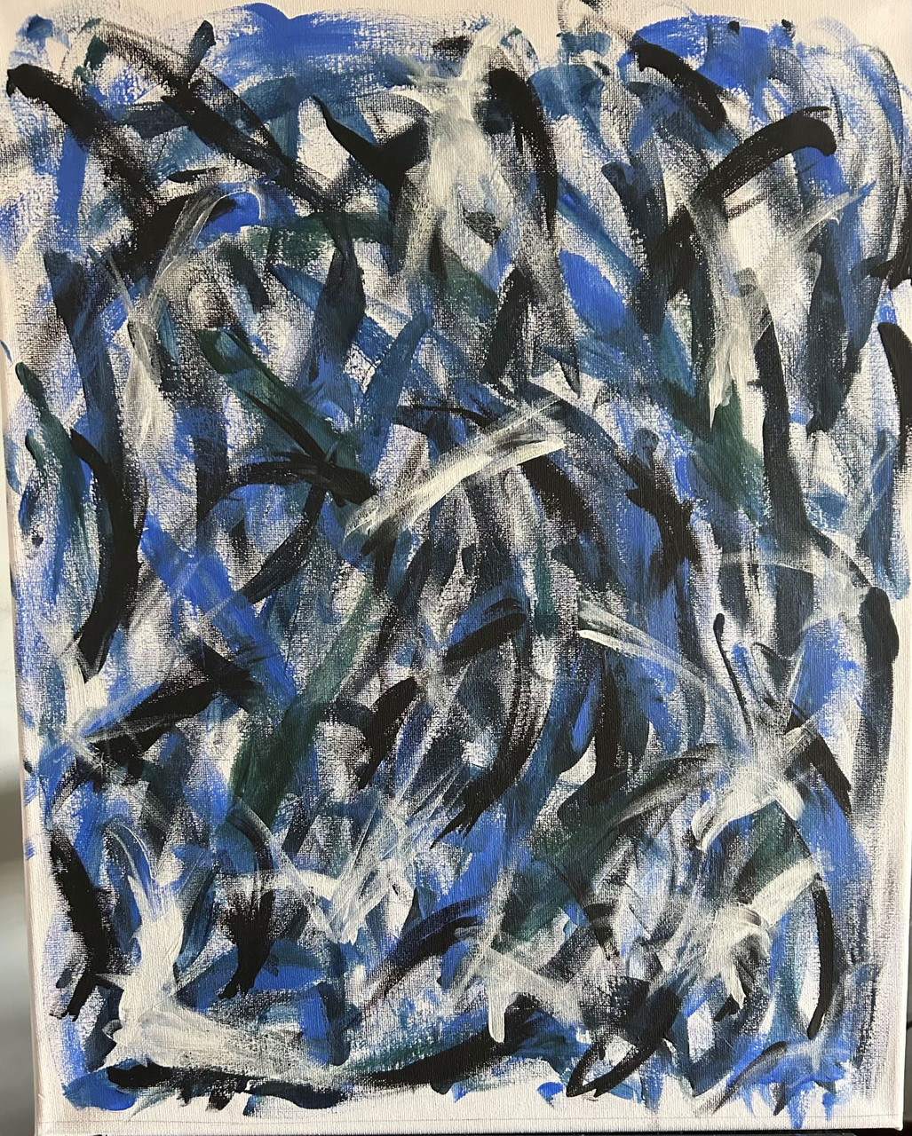 Abstract blue line painting.
