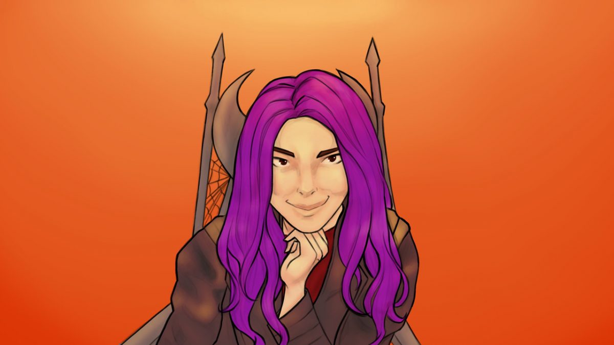 Girl with purple hair.