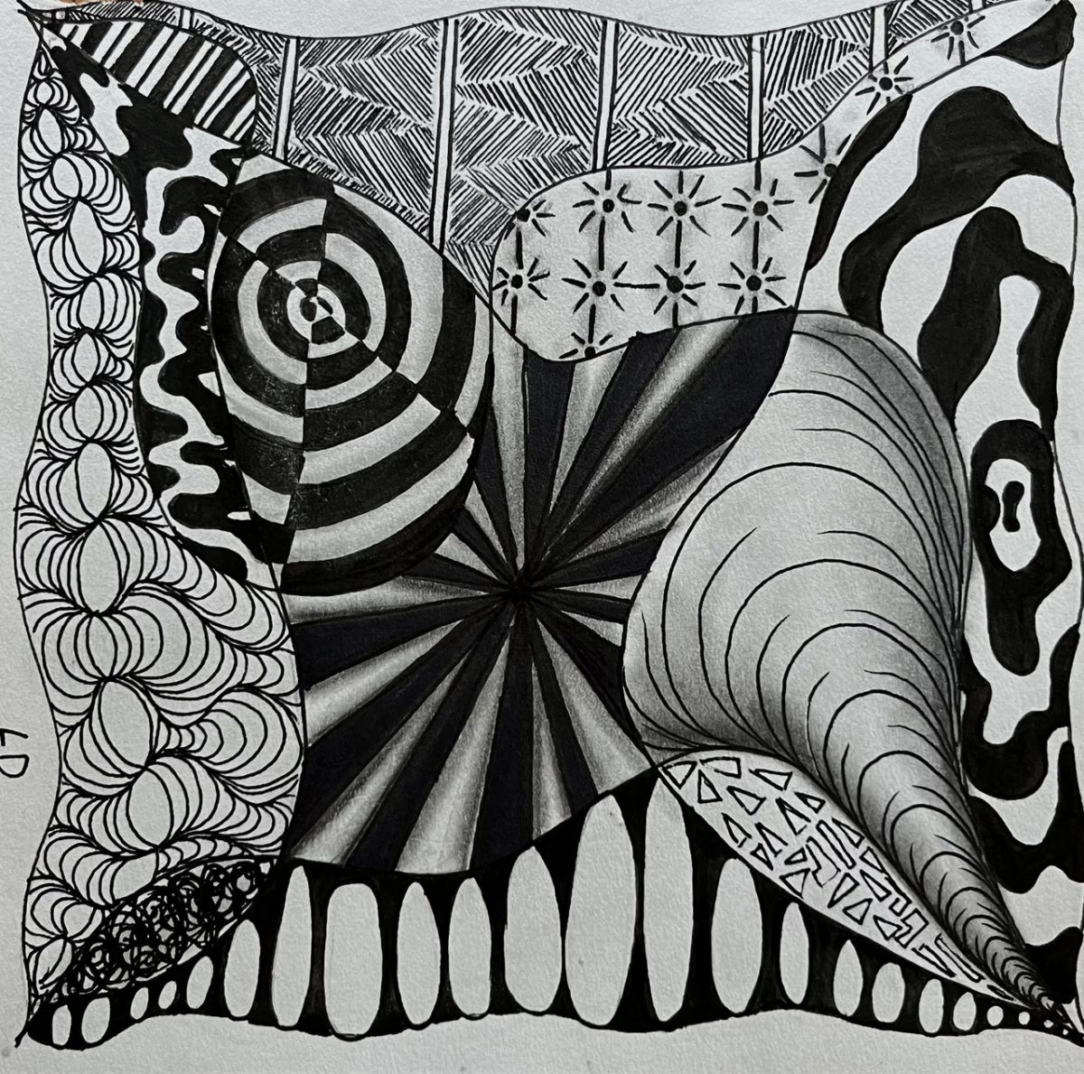 Abstract psychedelic black and white art.