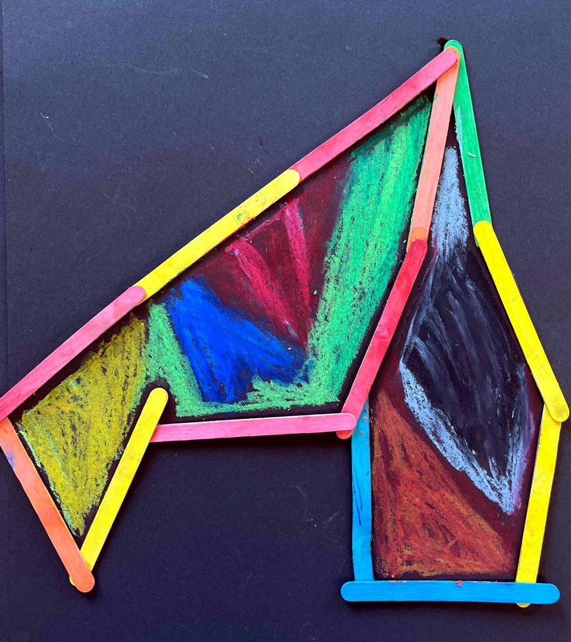 shape of popsicle sticks, colored in with different colors