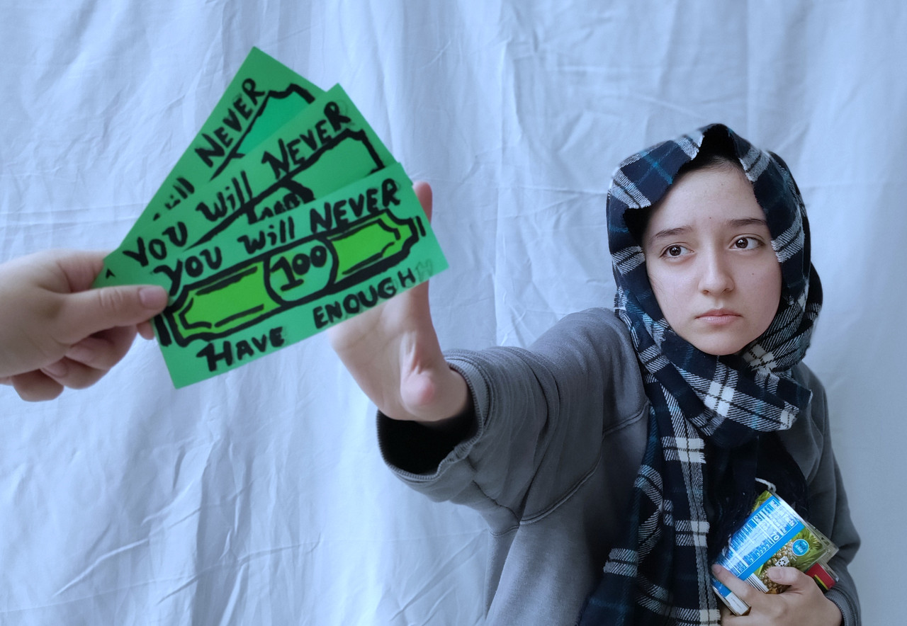 Person reaching for money.