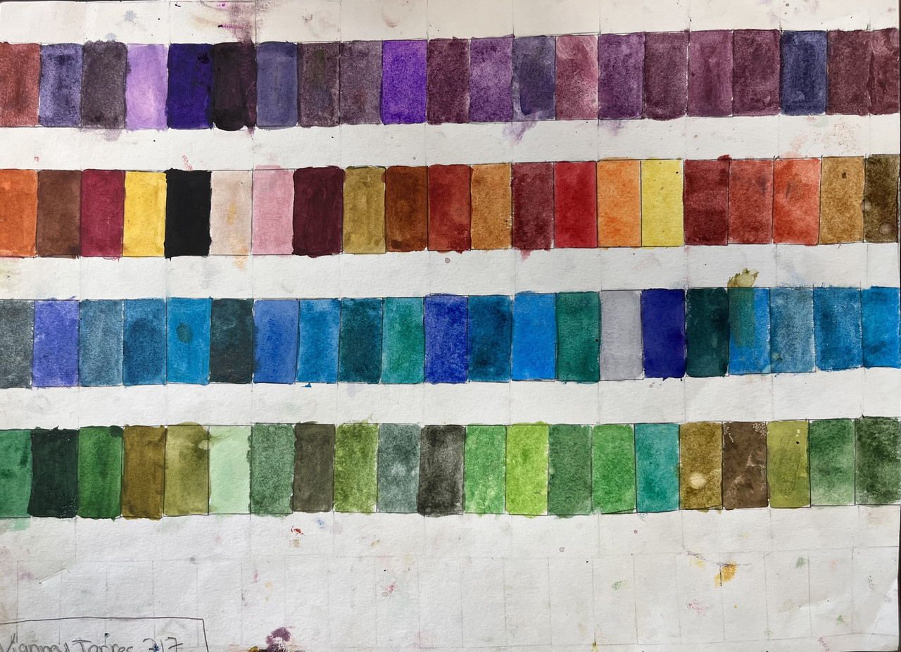 Watercolor study of various colors.