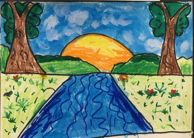 Easy oil pastel | Scenery drawing for kids, Easy drawings for kids, Easy scenery  drawing