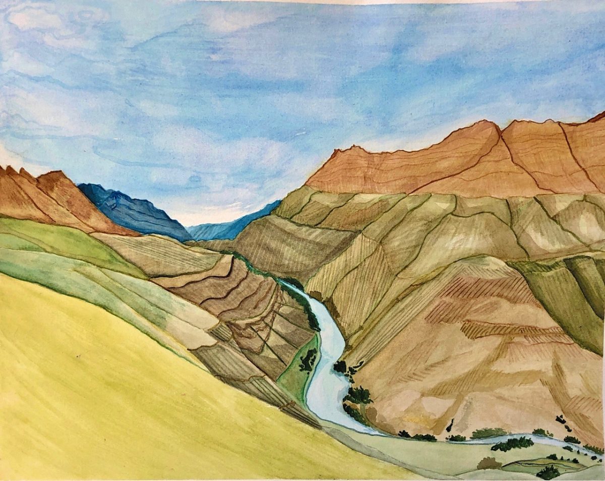 A river running through mountains