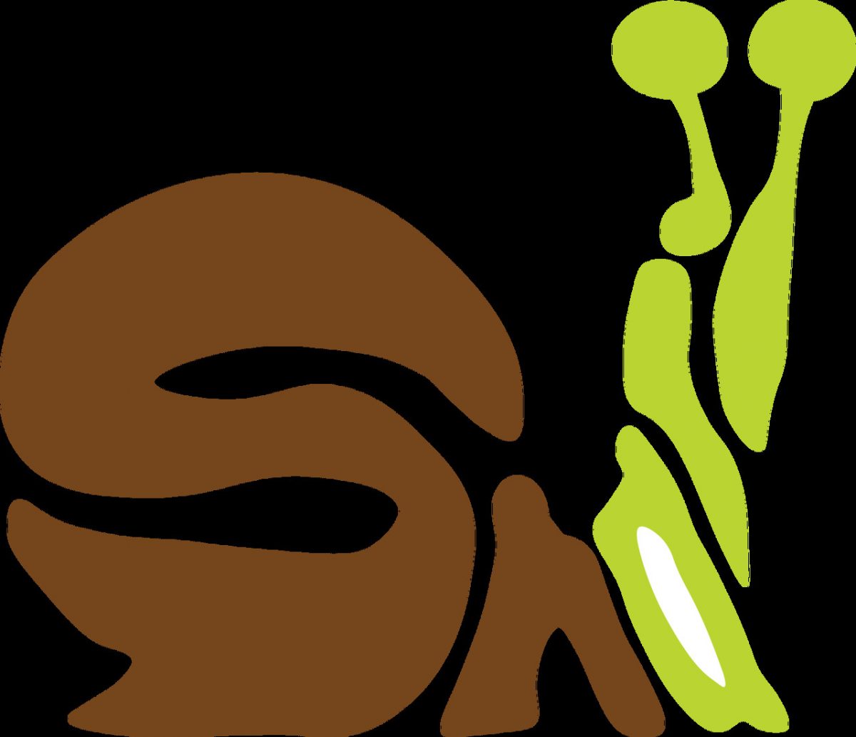 A snail made up from the letters of the word snail.