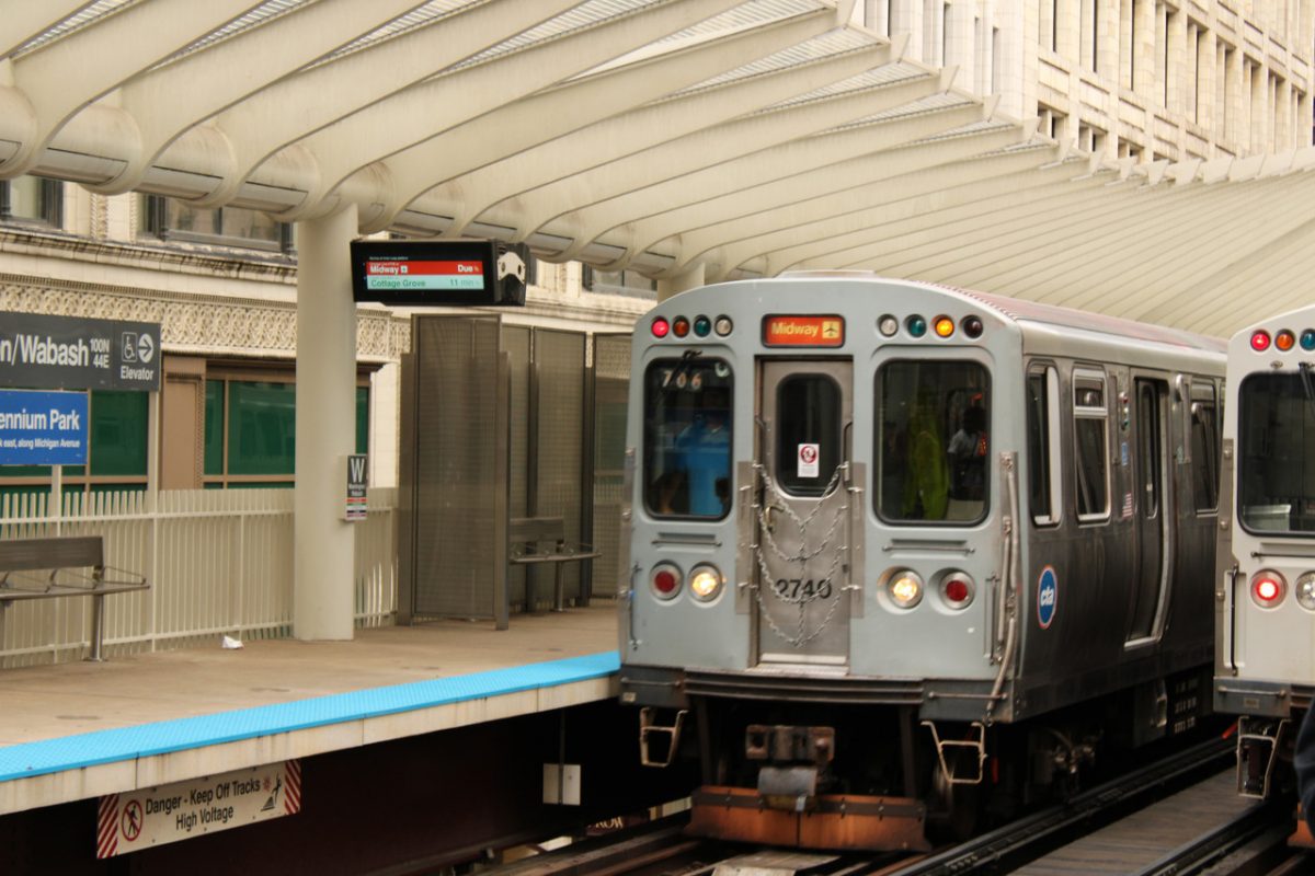 Photograph of the orange line "L" train