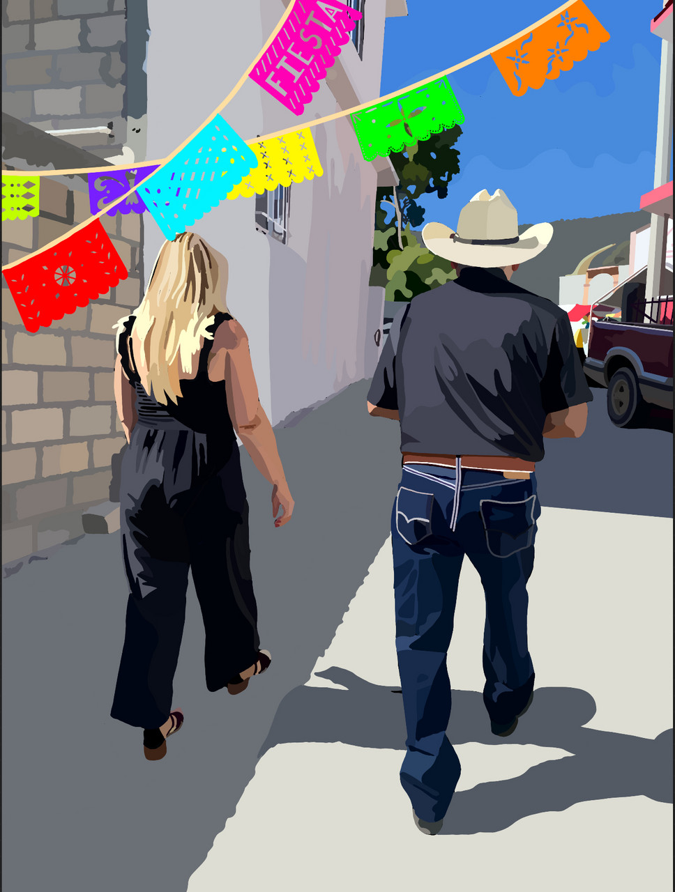 Two people through the streets of Mexico