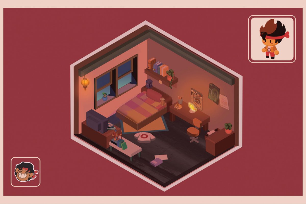 Digital Illustration of an Isometric room.