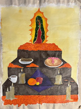 Alter with Virgin Mary and candles.