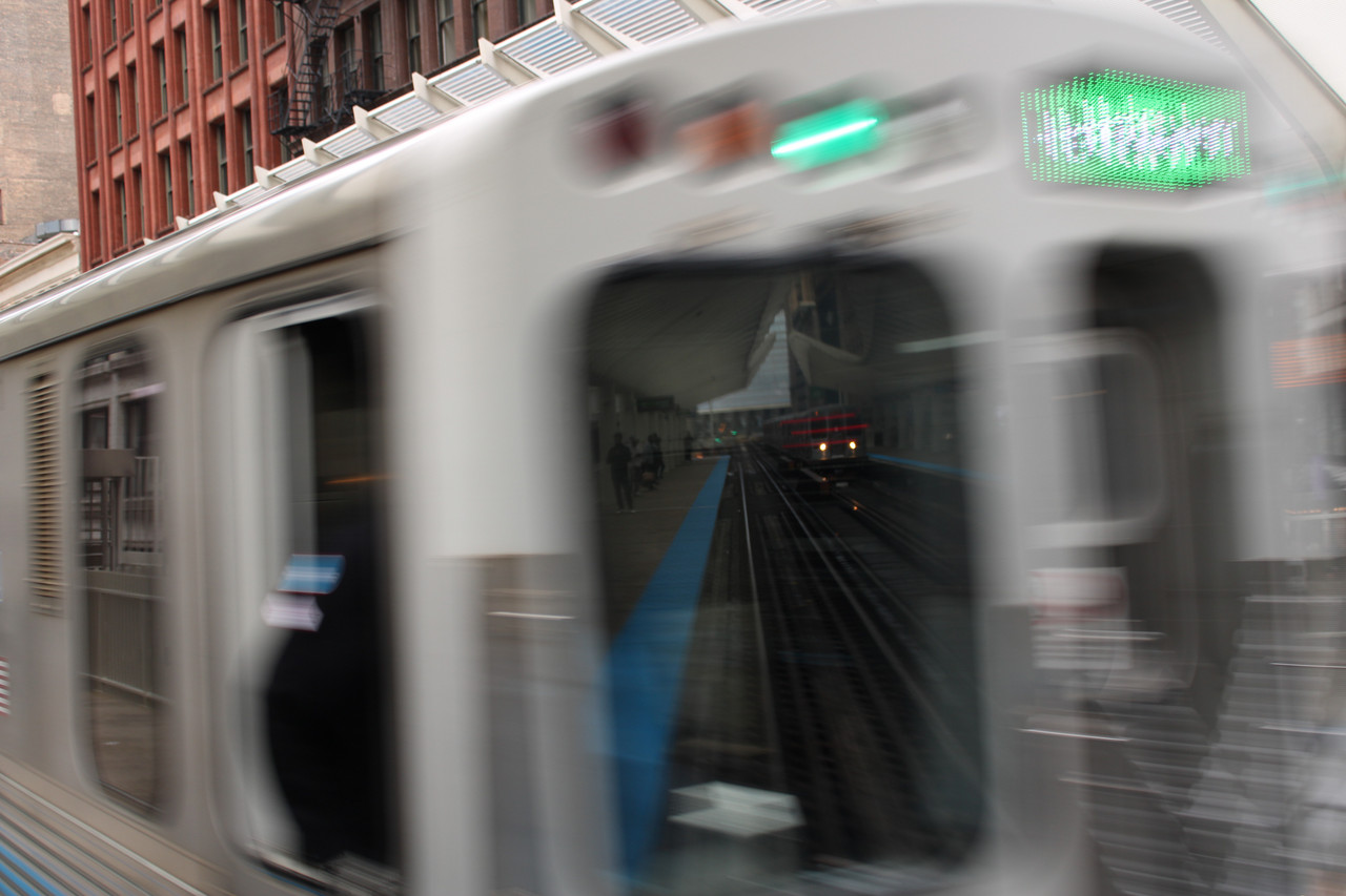 Motion shot of train passing by