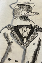 Penguin in a suit and hat