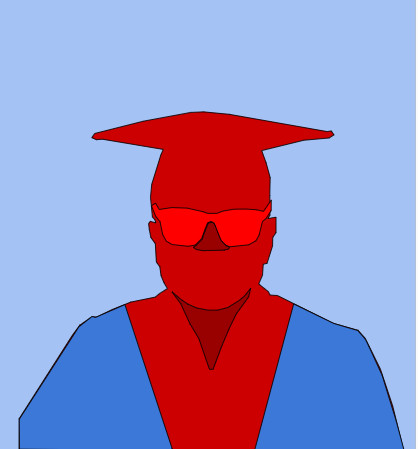 self portrait graduation red blue digital art