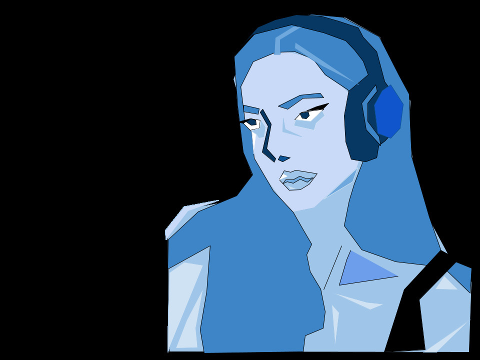 portrait digital art blue headphones girl