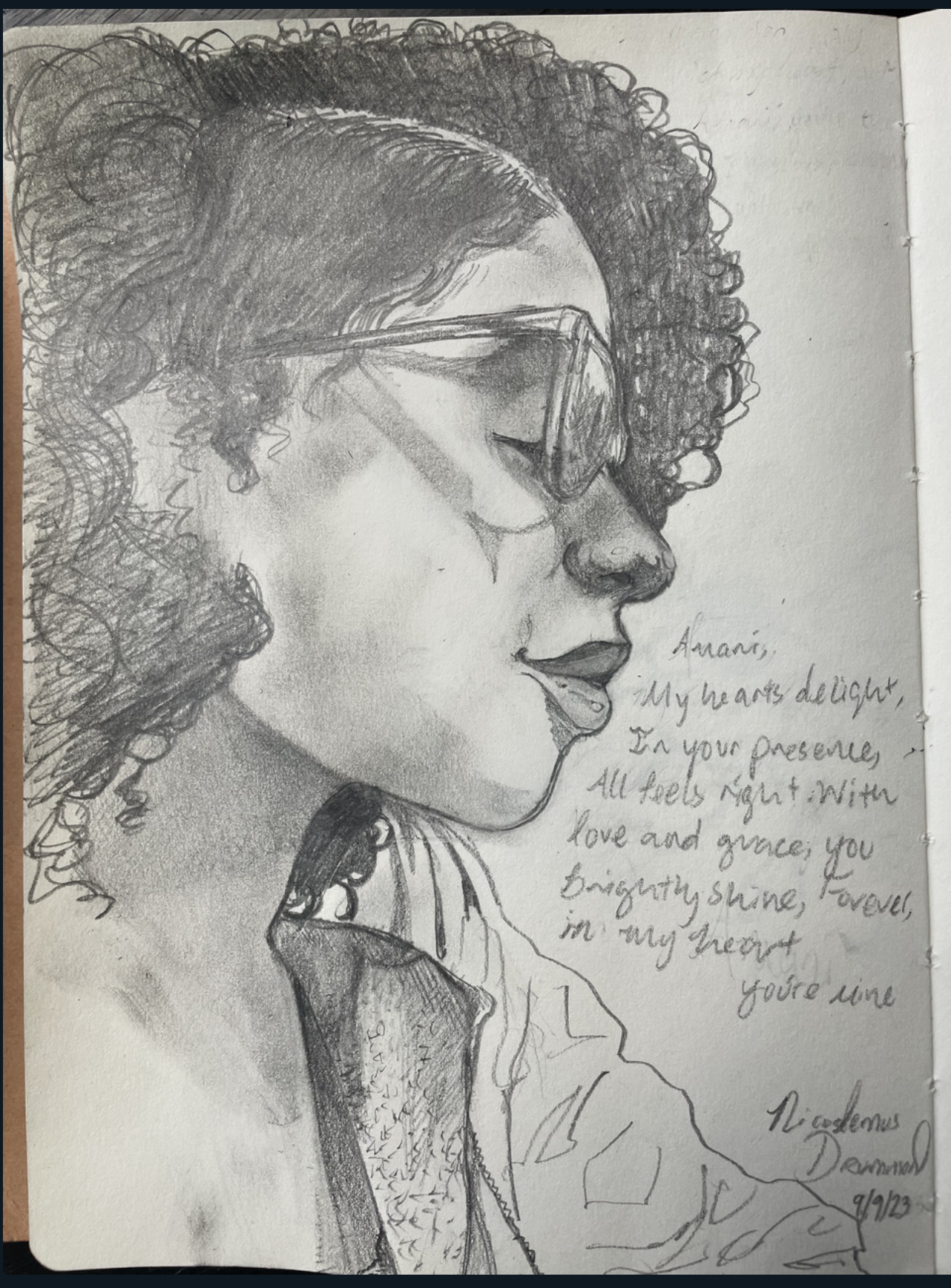 Pencil dawing with text.