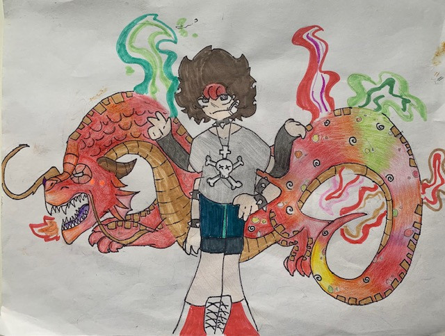 Dragon with figure
