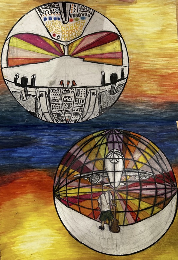 watercolor pencil colorful orbs circles