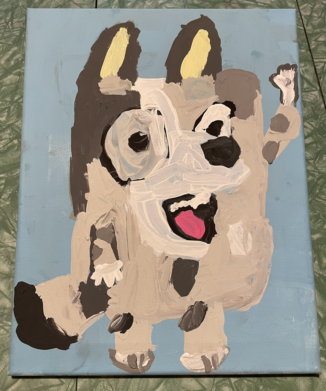 Painting of Muffin, a character from TV show Bluey