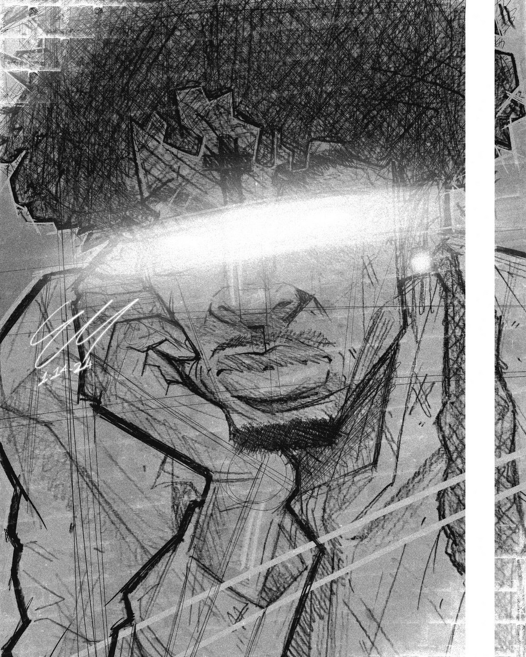 digital art black and white portrait
