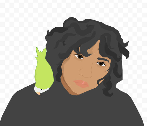 digital art self-portrait boy green parakeet