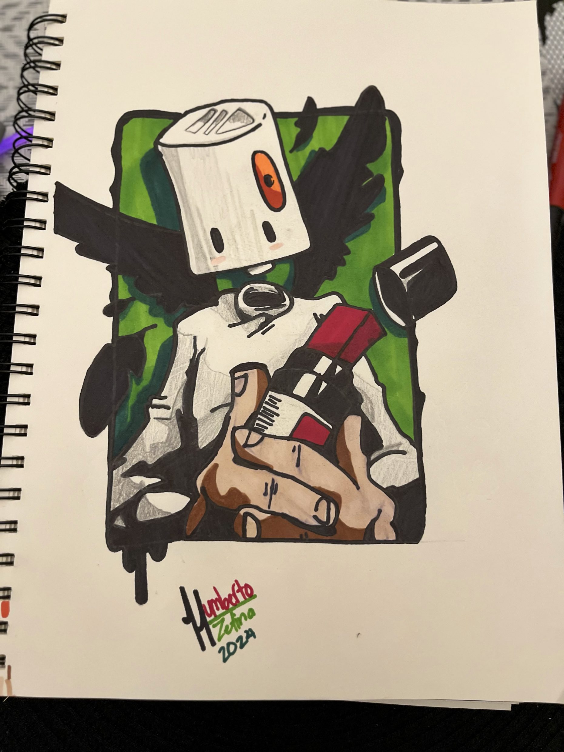 drawing marker robot character color
