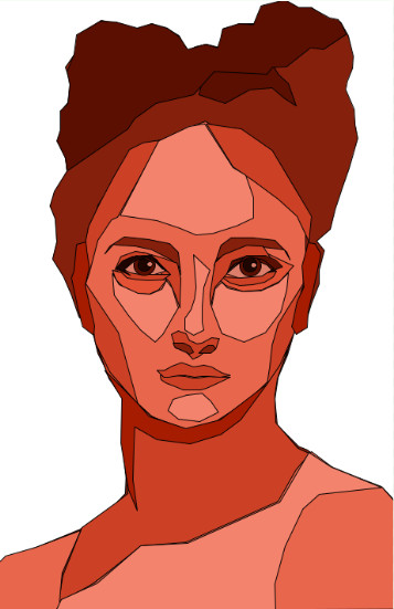 digital art woman red
