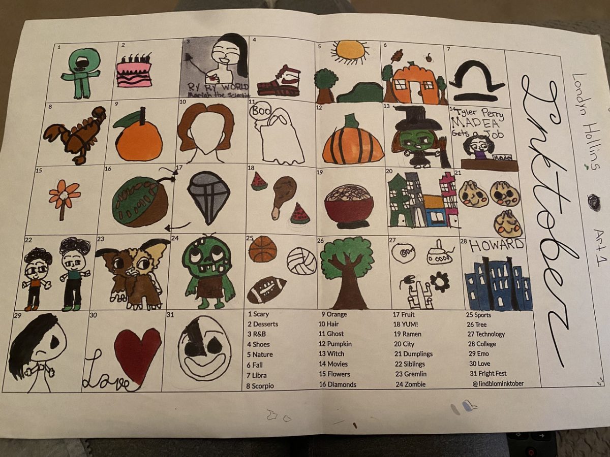 Assortment of halloween staples, like pumpkins and witches