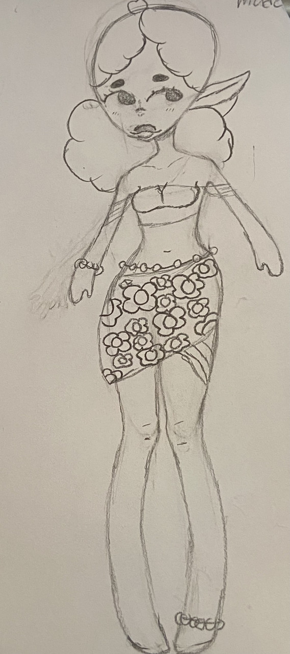 Pencil sketch on notepad girl outline