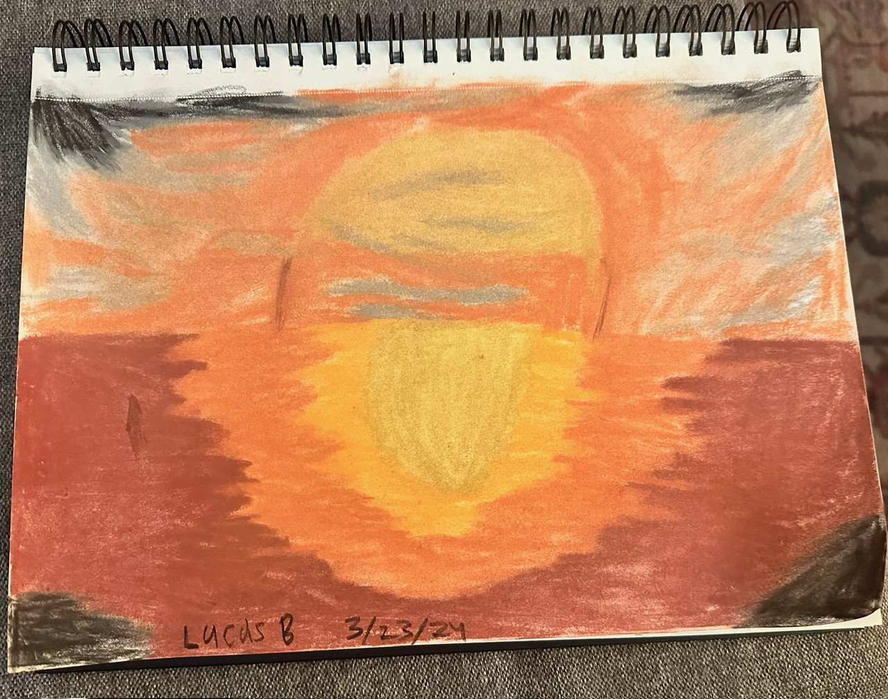 When the day ends, you have time to see the sun Charcoal pencils on paper