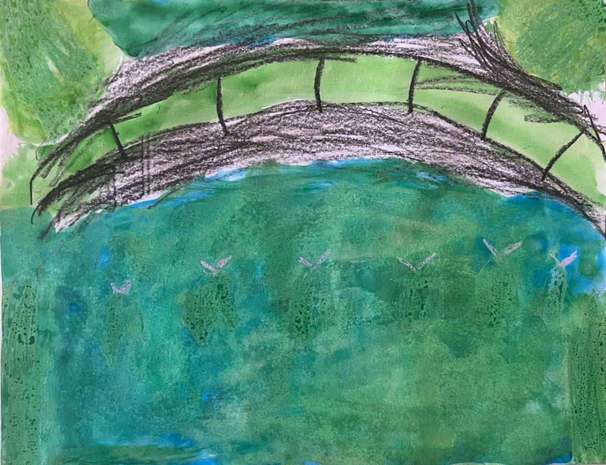 painting green monet lily pond