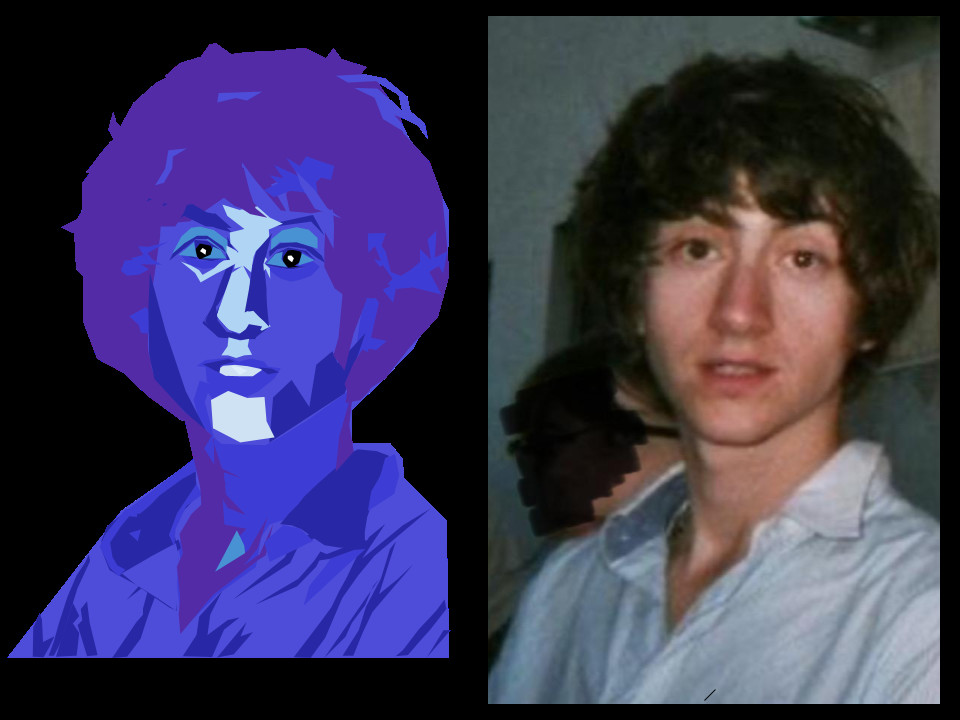 digital art portrait boy blue and black