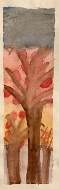 Brown tree with pink sky