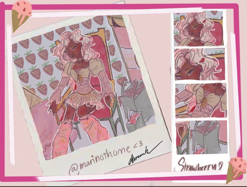 digital art strawberry ice cream