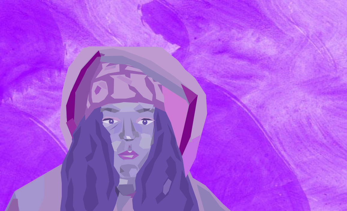 digital art purple self-portrait